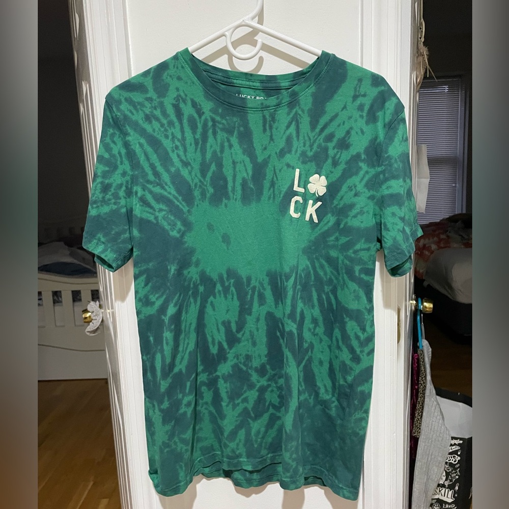 Lucky Brand Mens green tie dye tshirt
